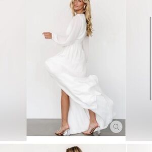 Baltic Born White Long Sleeve Gown with V-Neck